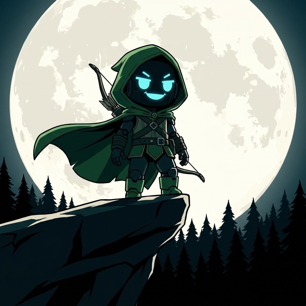 Grokbin on a moonlit cliff